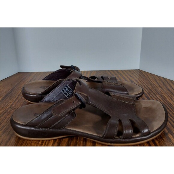 KEEN Emerald Isle Brown Leather T Strap Slide Sandals Women’s 36/US 6 - Picture 1 of 7